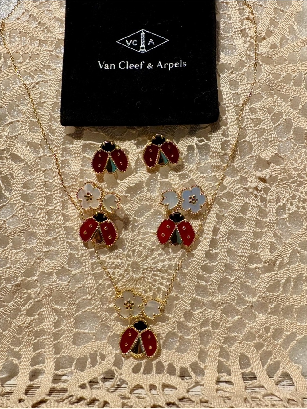 Sale today Only! Gold-Tone Ladybug Necklace and Earring set.